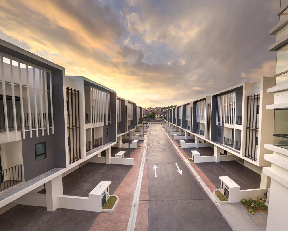 Alstonia villa row at sunset