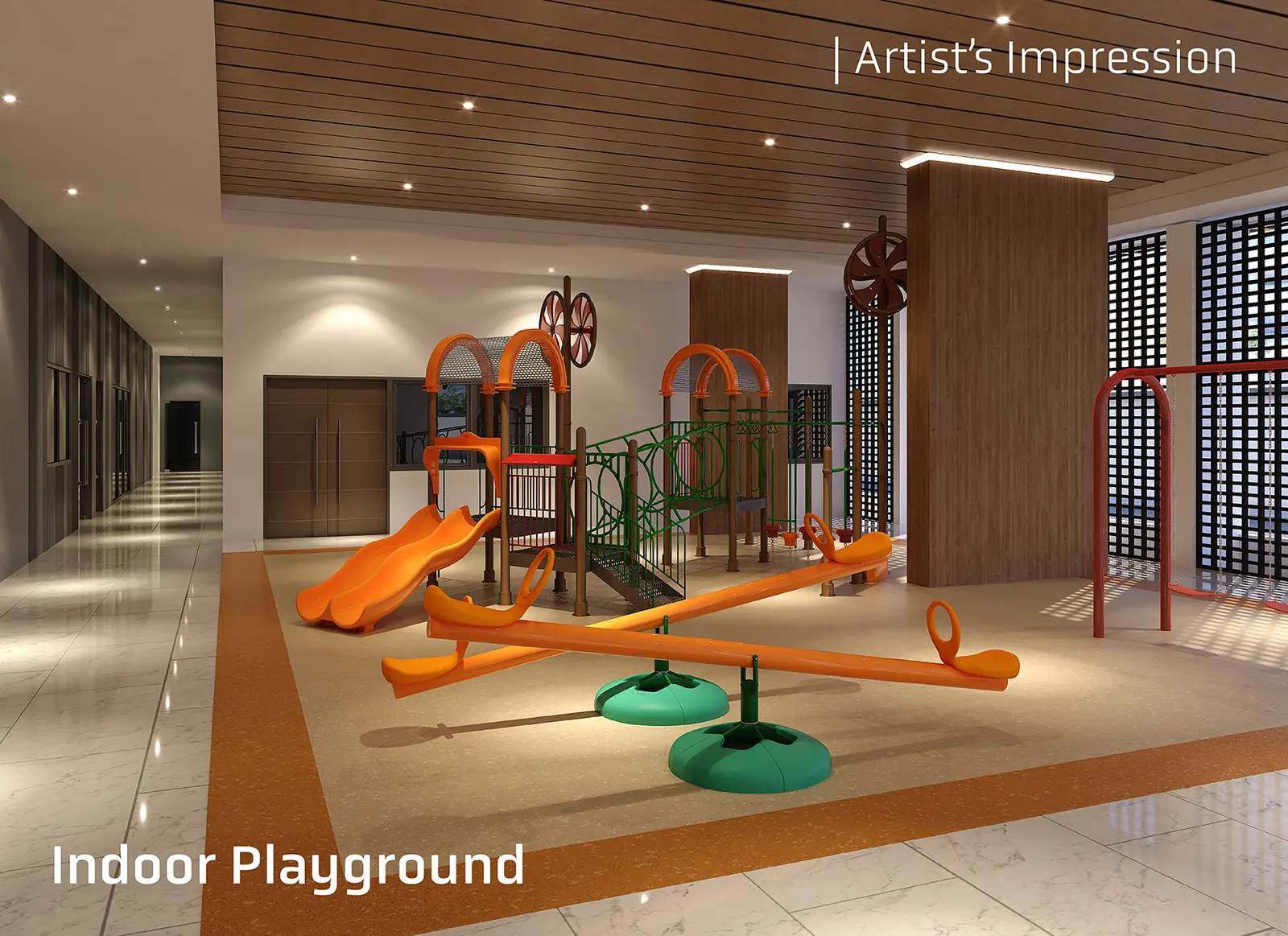 Altus Residency indoor playground on the ground-level wellness garden