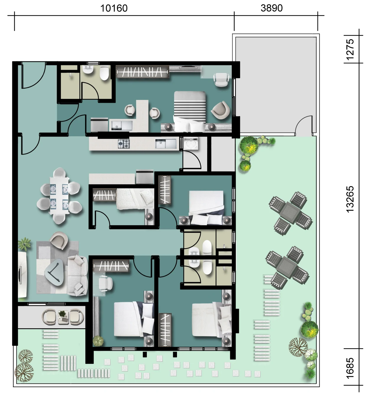 Type C (Private Garden) — 1,315 sqft