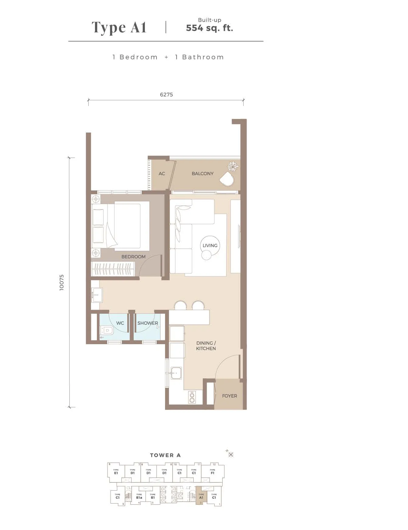 Type A1 — 554 sqft