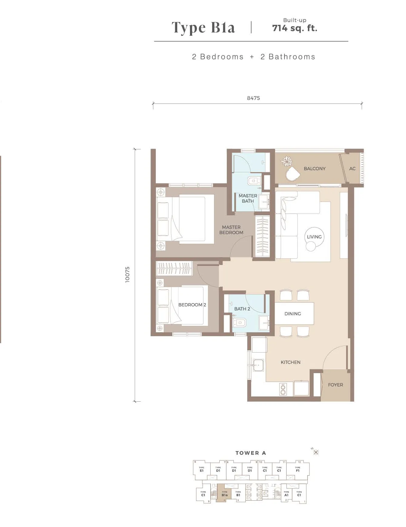 Type B1a — 714 sqft