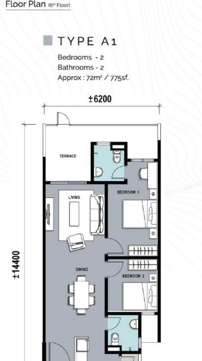 Type A1 — 775 sqft