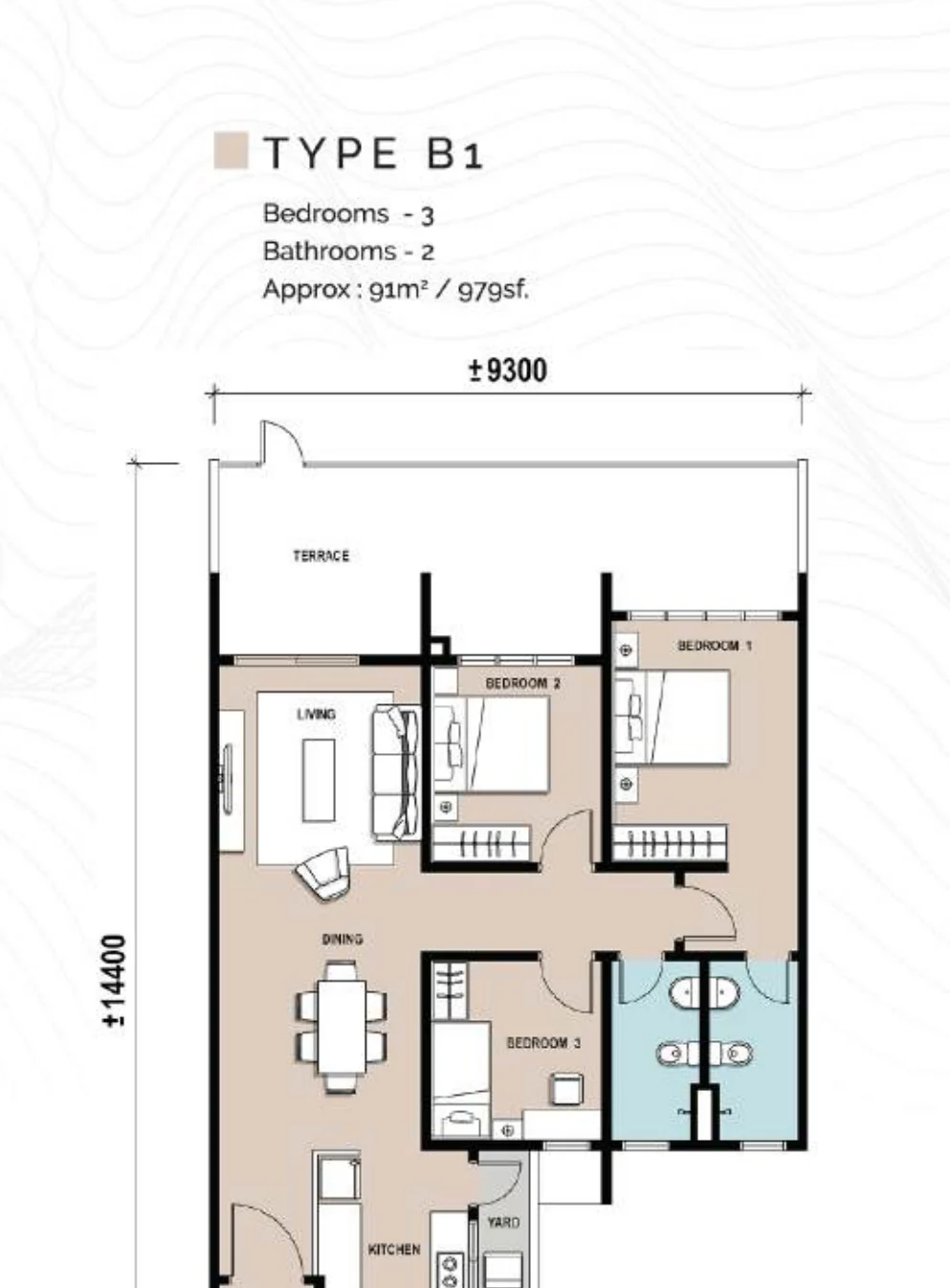 Type B1 — 979 sqft