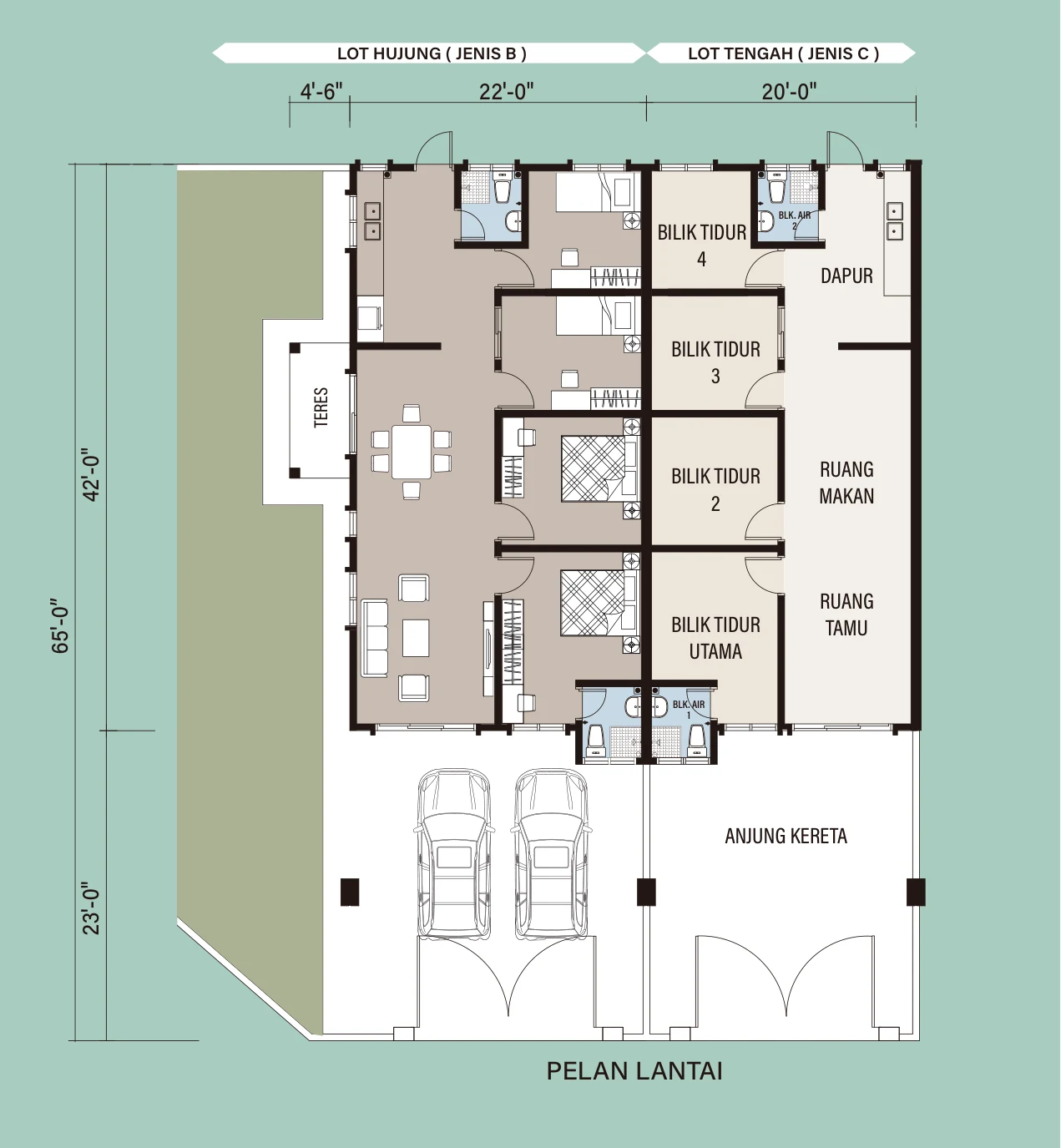 Type Single Storey Terrace — 908 sqft