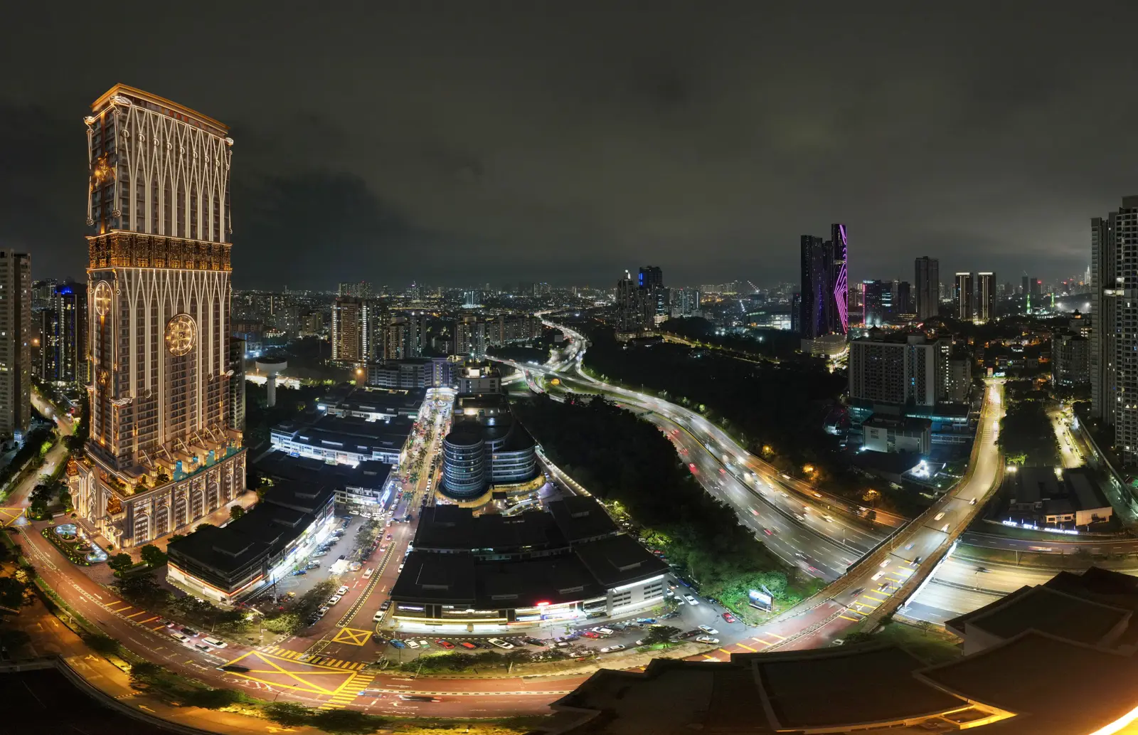 Arte Solaris tower at night above the Mont Kiara skyline