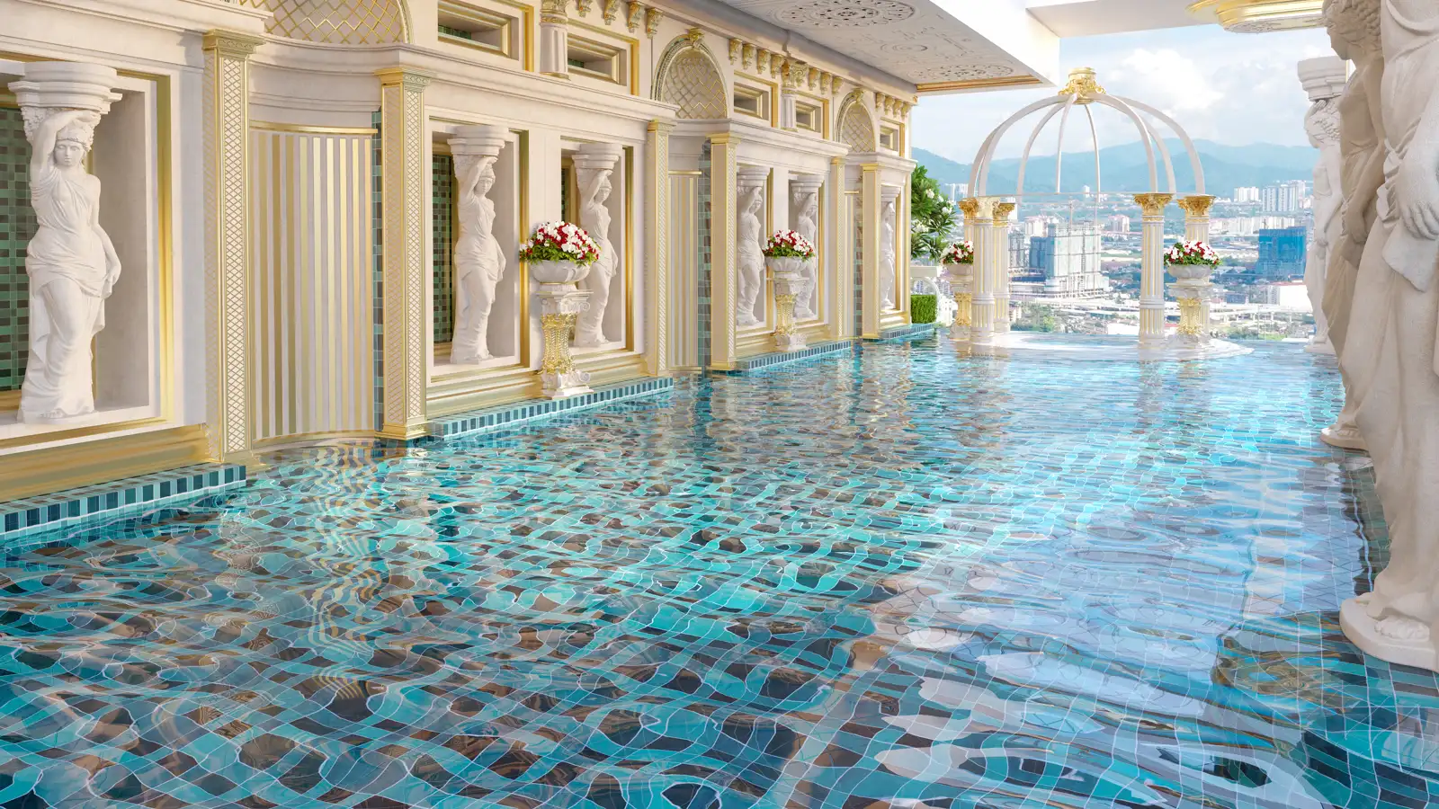 Arte Solaris Royale Trevi Pool at night