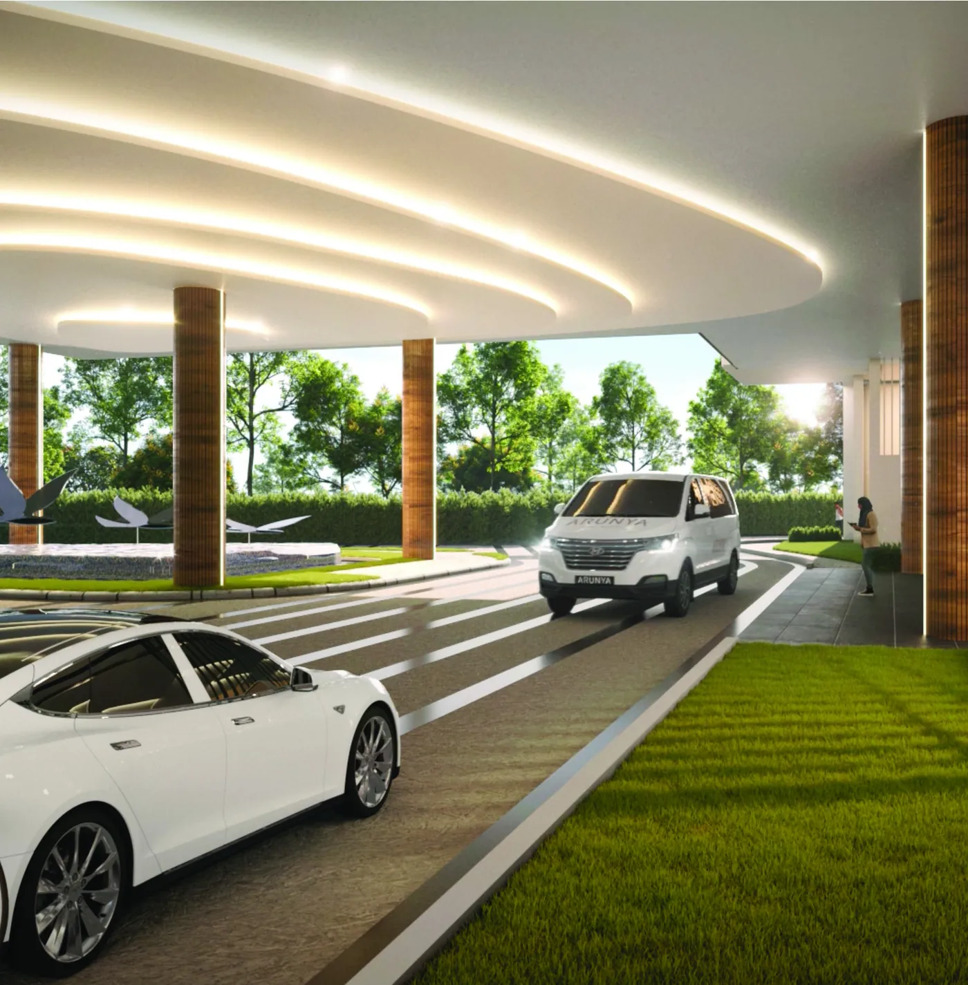 Arunya Residences porte-cochere arrival