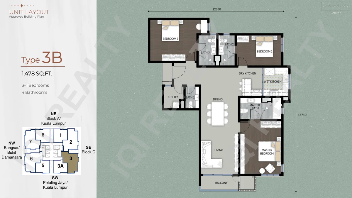 Type 3B — 1,478 sqft
