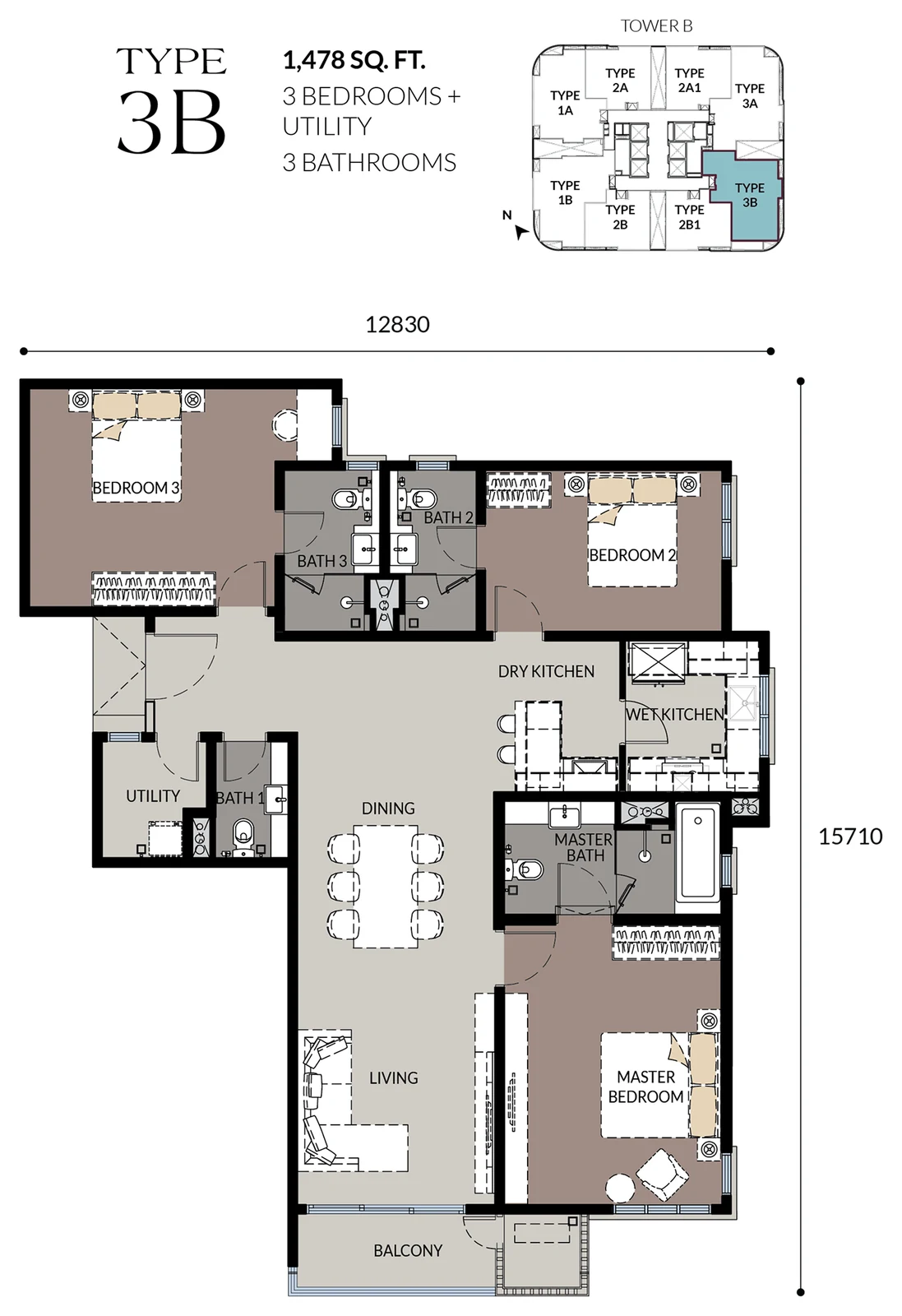 Type 3B — 1,478 sqft