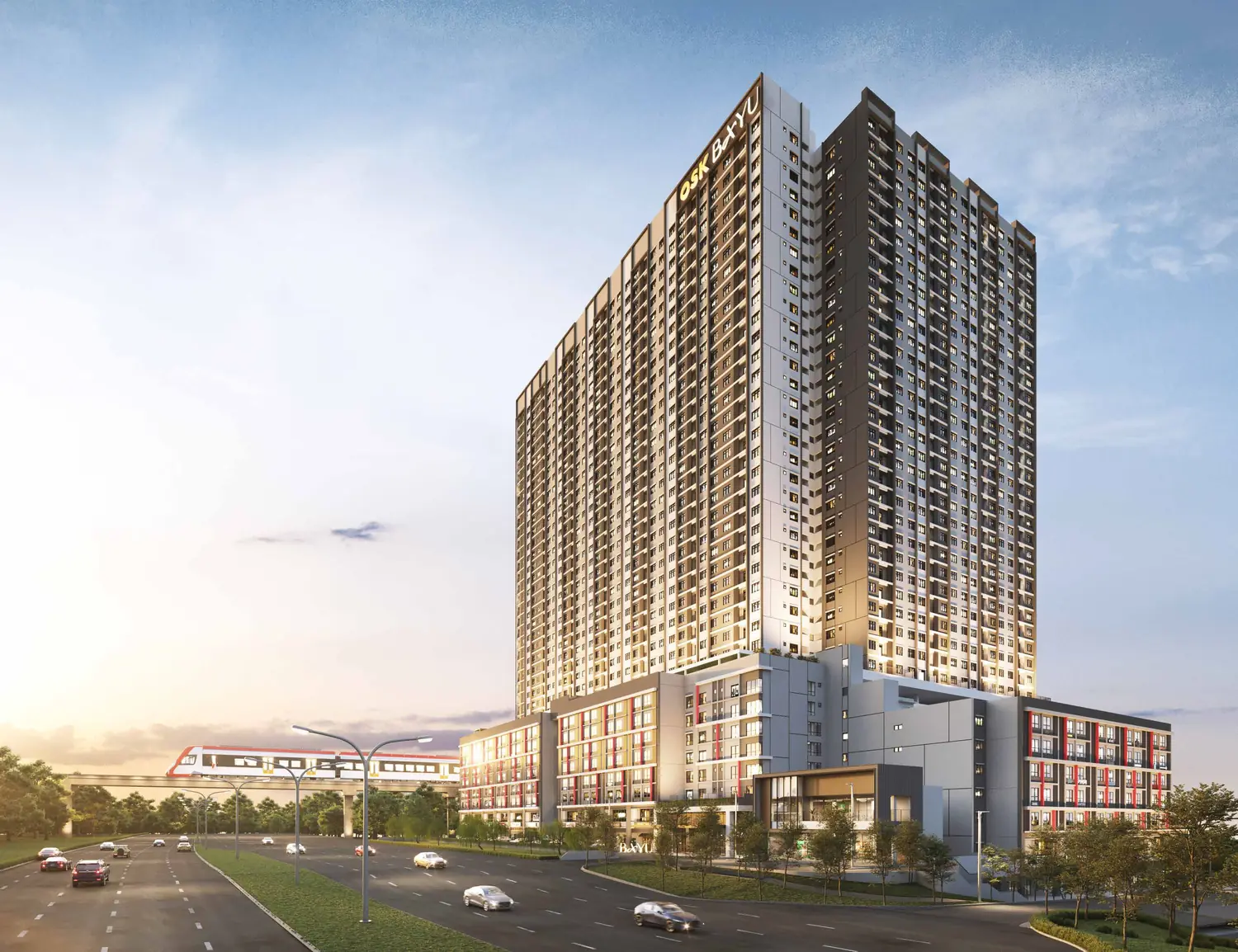 Bayu Mori Park Shah Alam facade with LRT3 artist impression