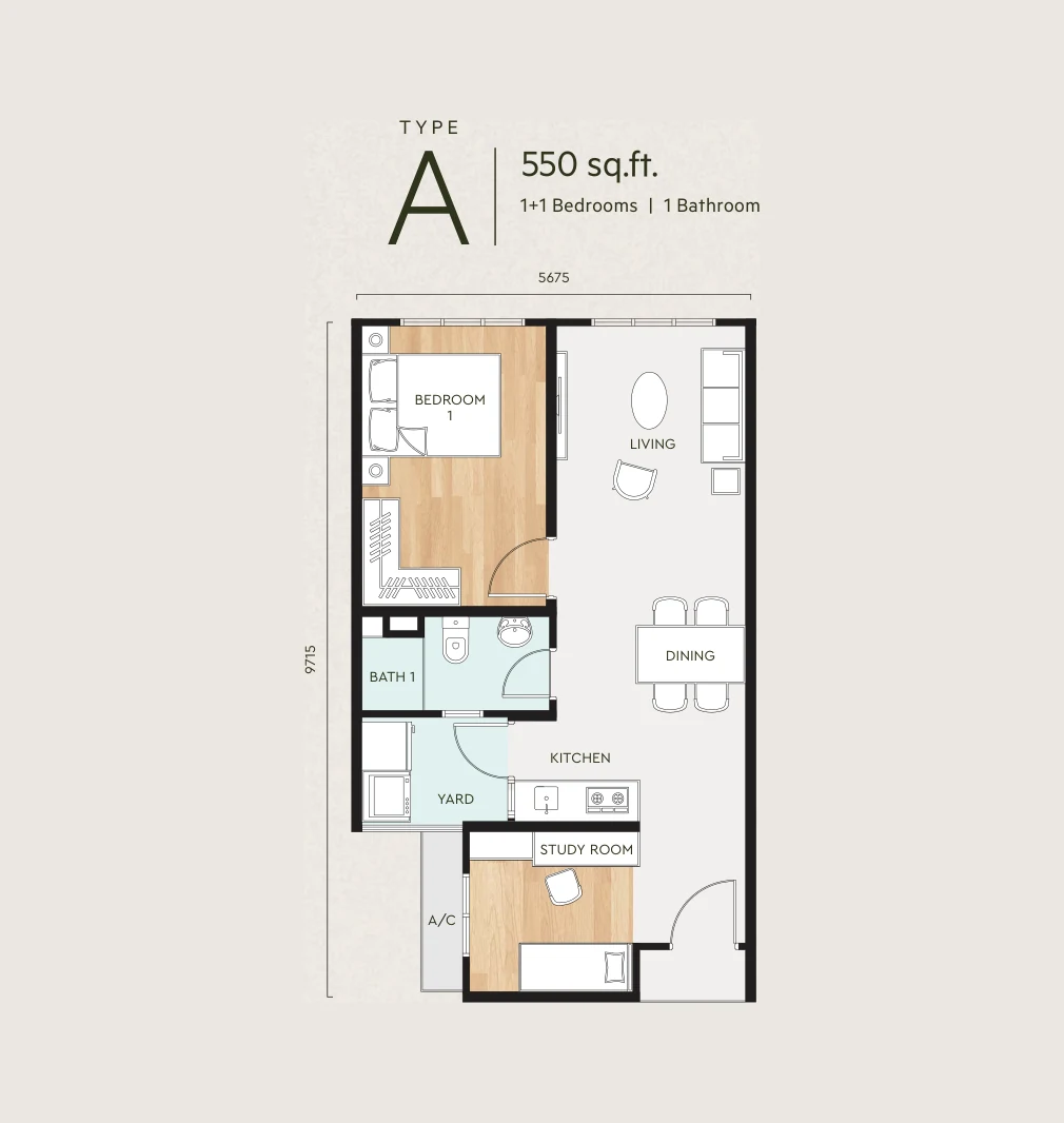 Type A — 550 sqft