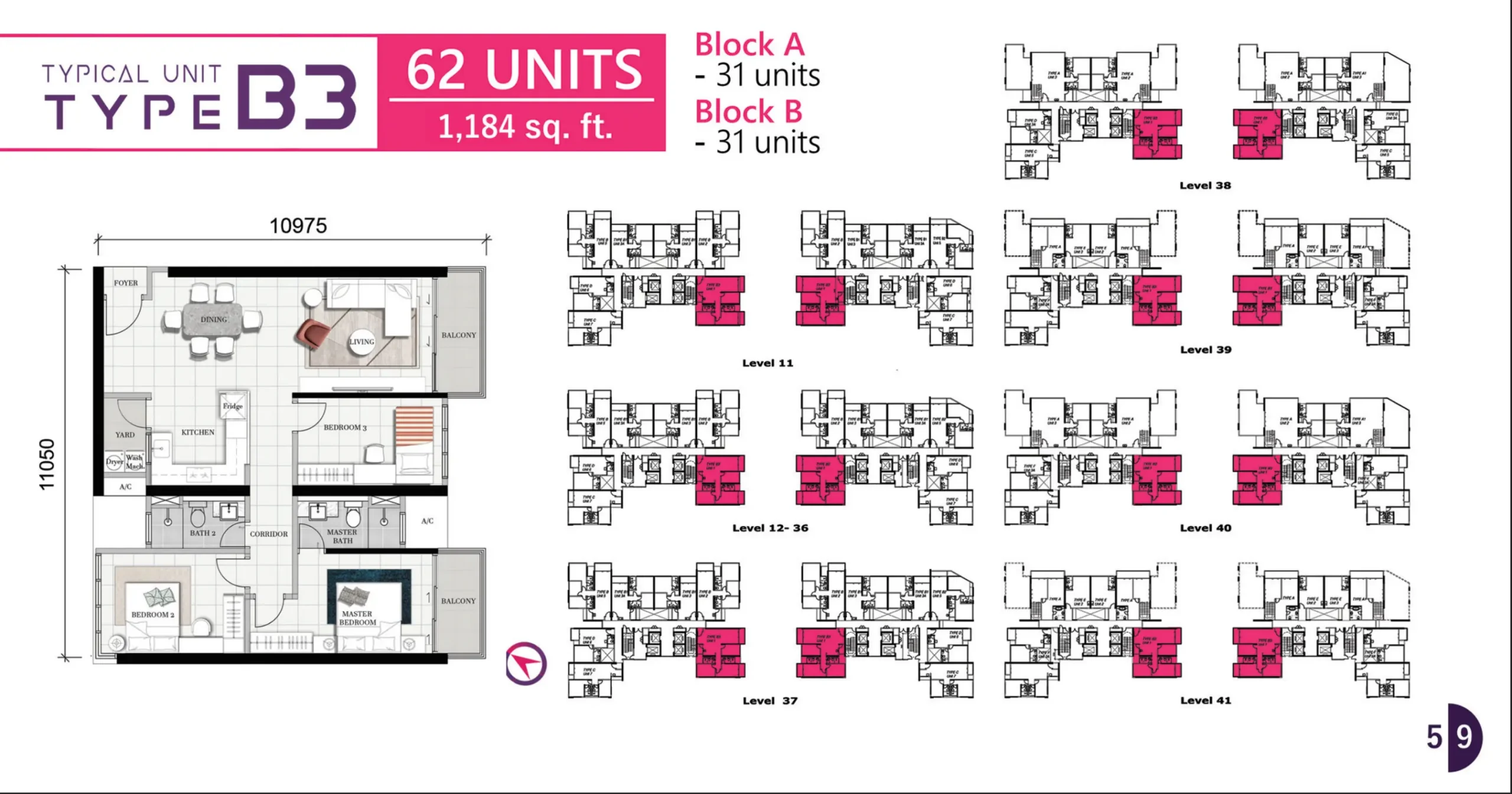 Type B3 — 1184 sqft