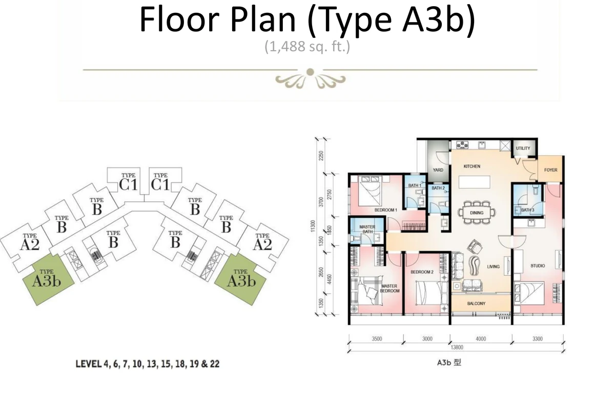 Type A3b — 1,488 sqft