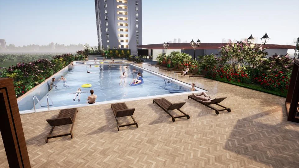 KSL Bukit Gemilang swimming pool and deck on the Level 5 facilities floor
