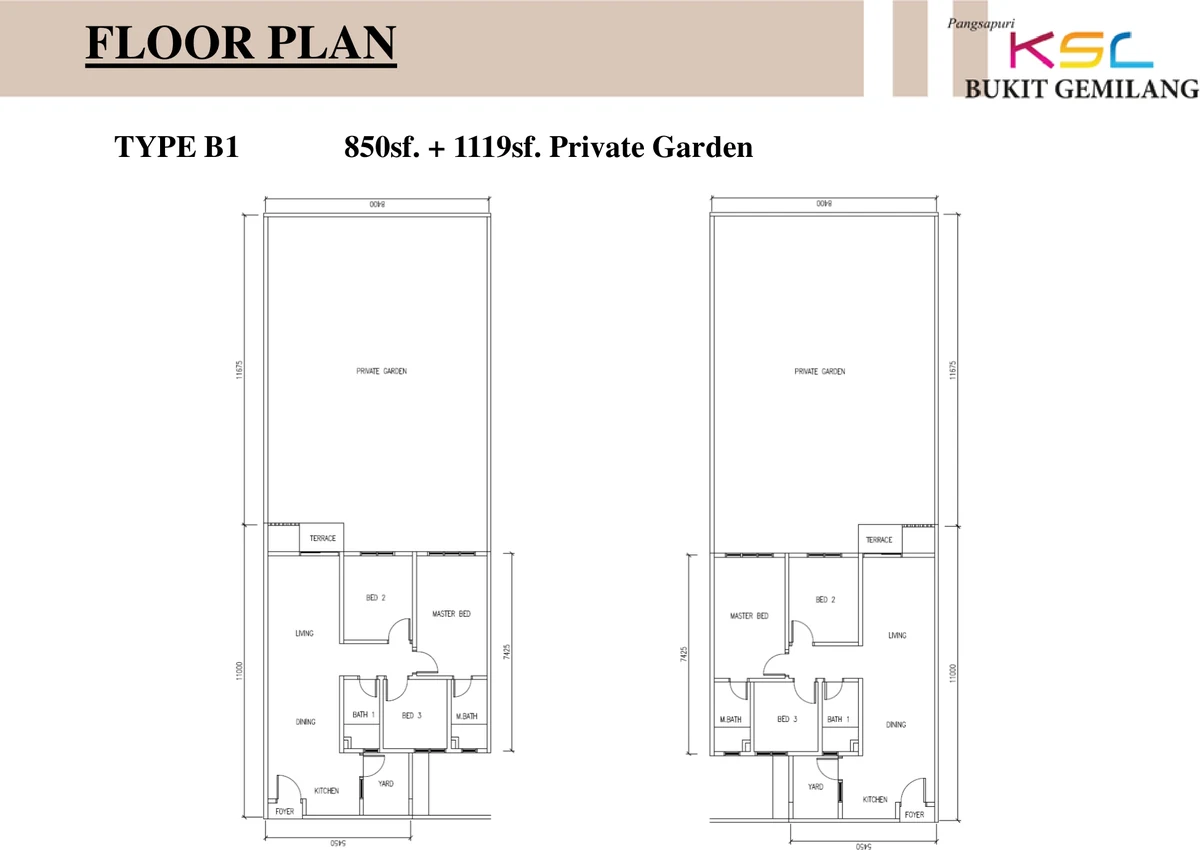 Type B1 — 850 sqft