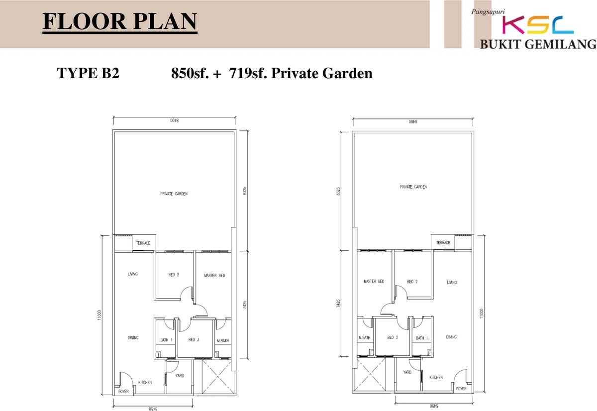 Type B2 — 850 sqft