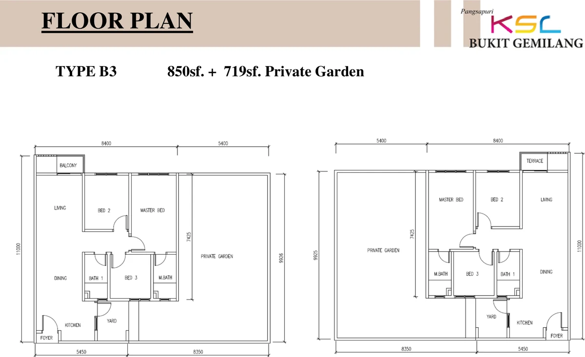 Type B3 — 850 sqft