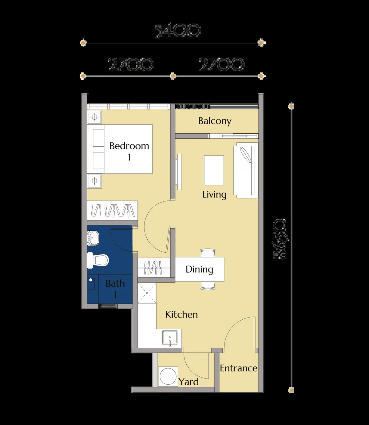 Type A — 453 sqft