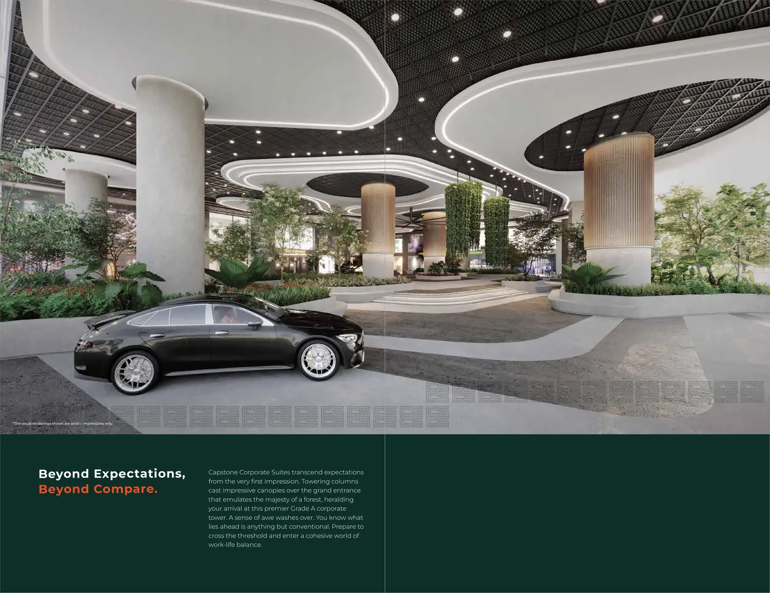 capstone corporate suites drop off lobby artist impression