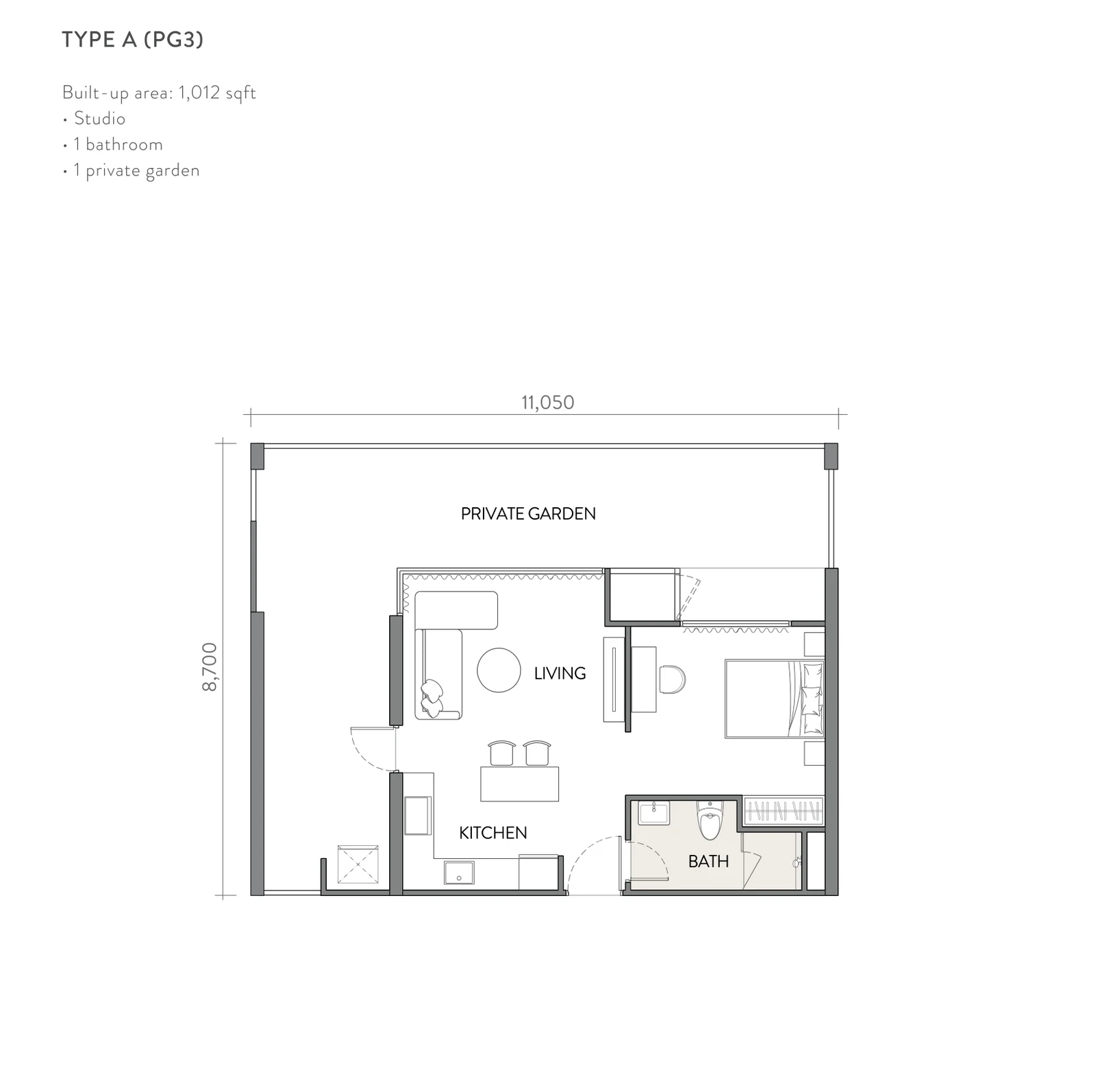Type A (PG3) — 1,012 sqft