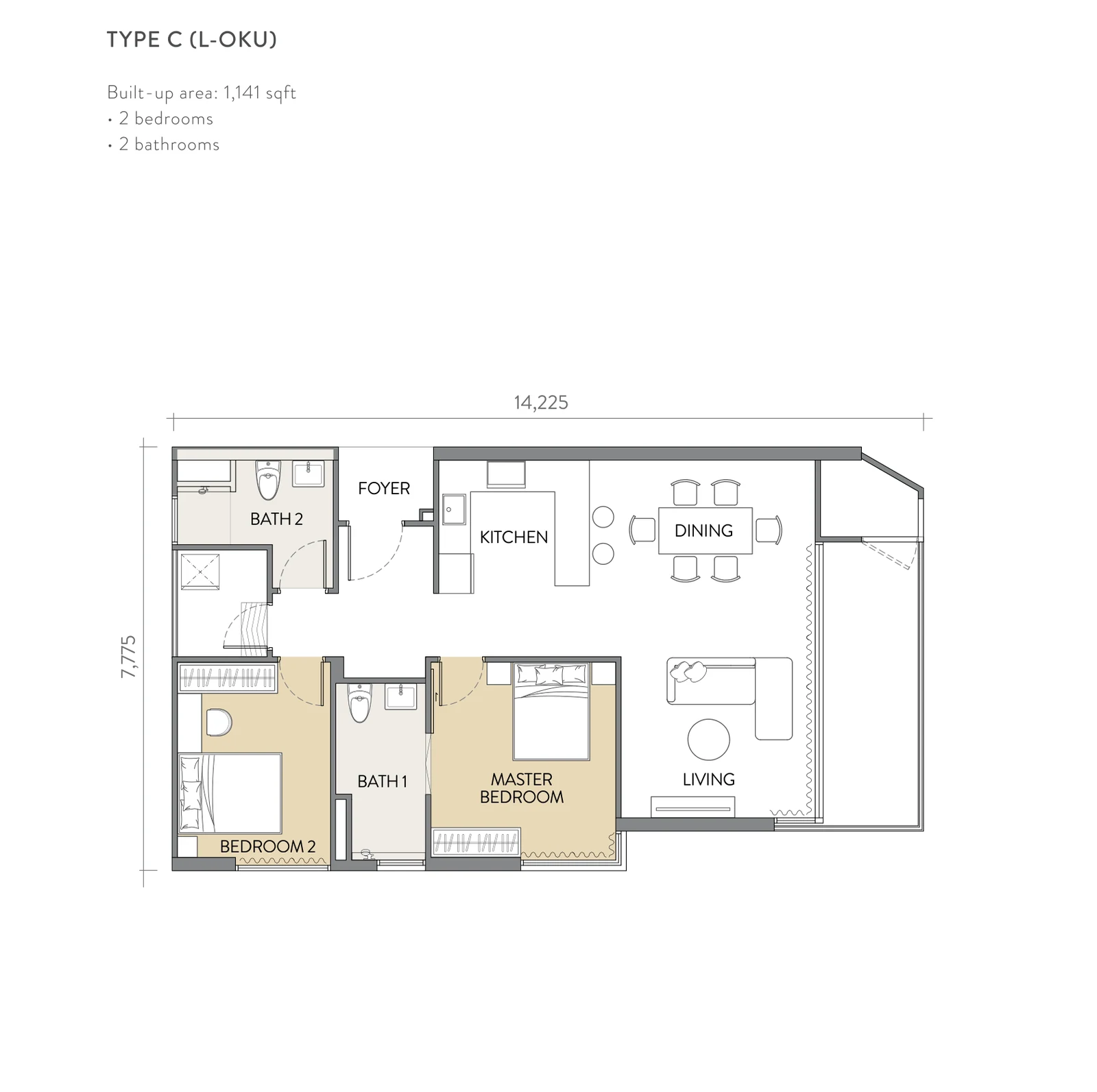 Type C (L-OKU) — 1,141 sqft