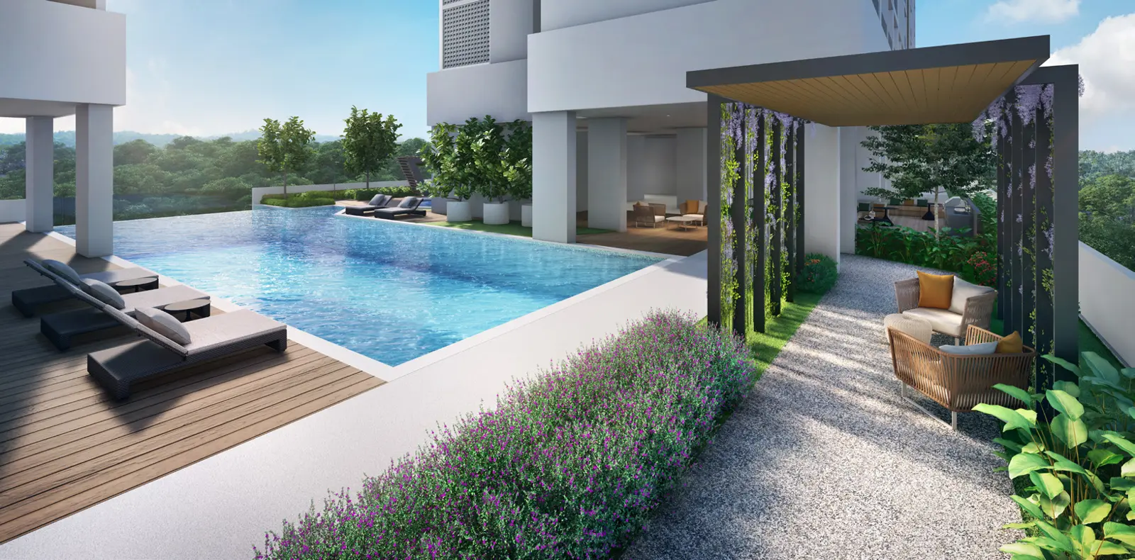 Danau Puchong infinity-edge pool overlooking the lake