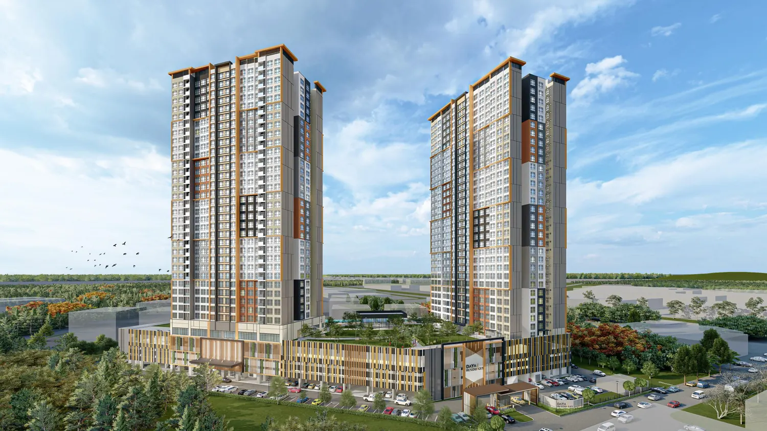 Daya 1 Residences twin tower facade Taman Daya Johor Bahru