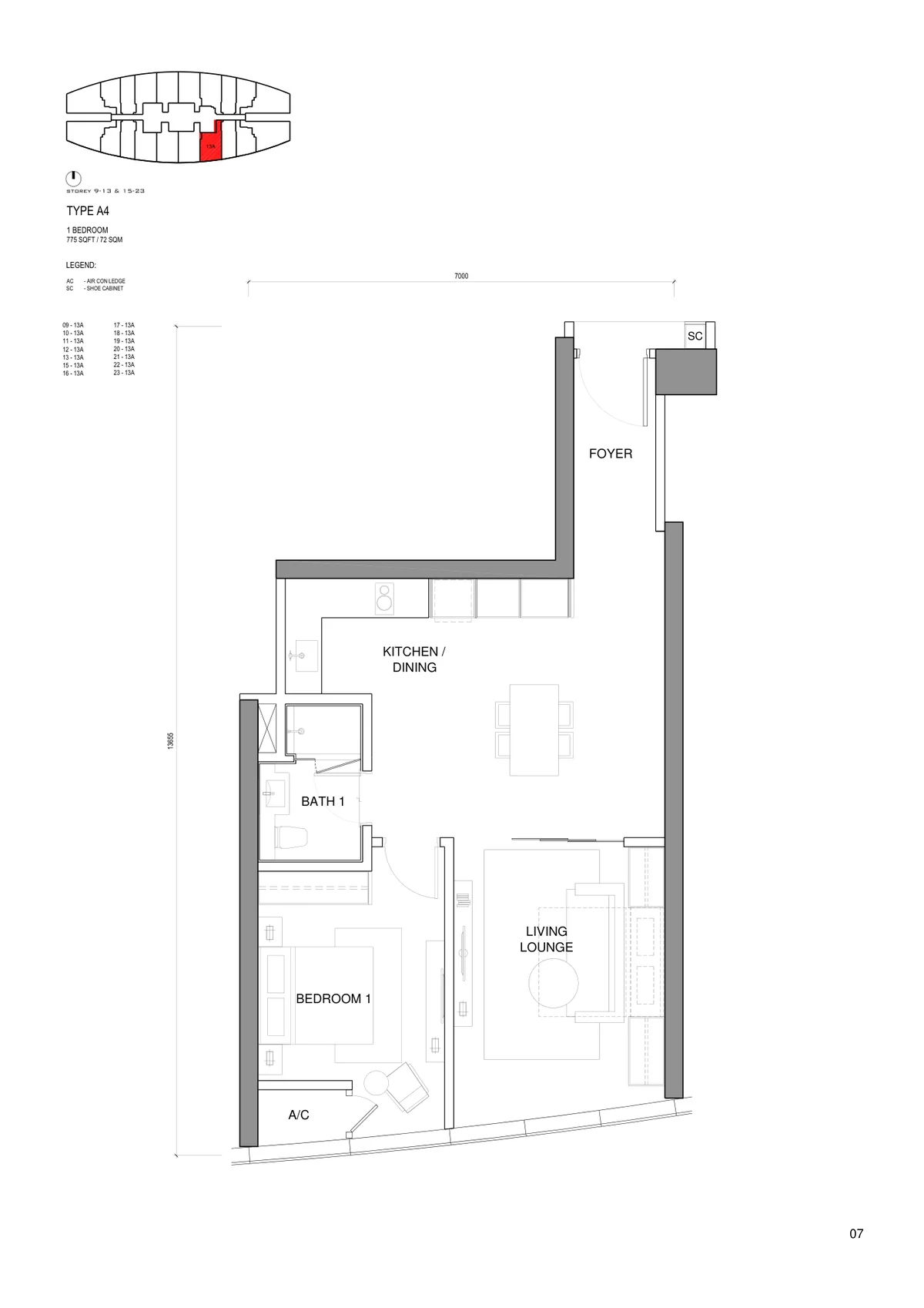 Type A4 — 775 sqft