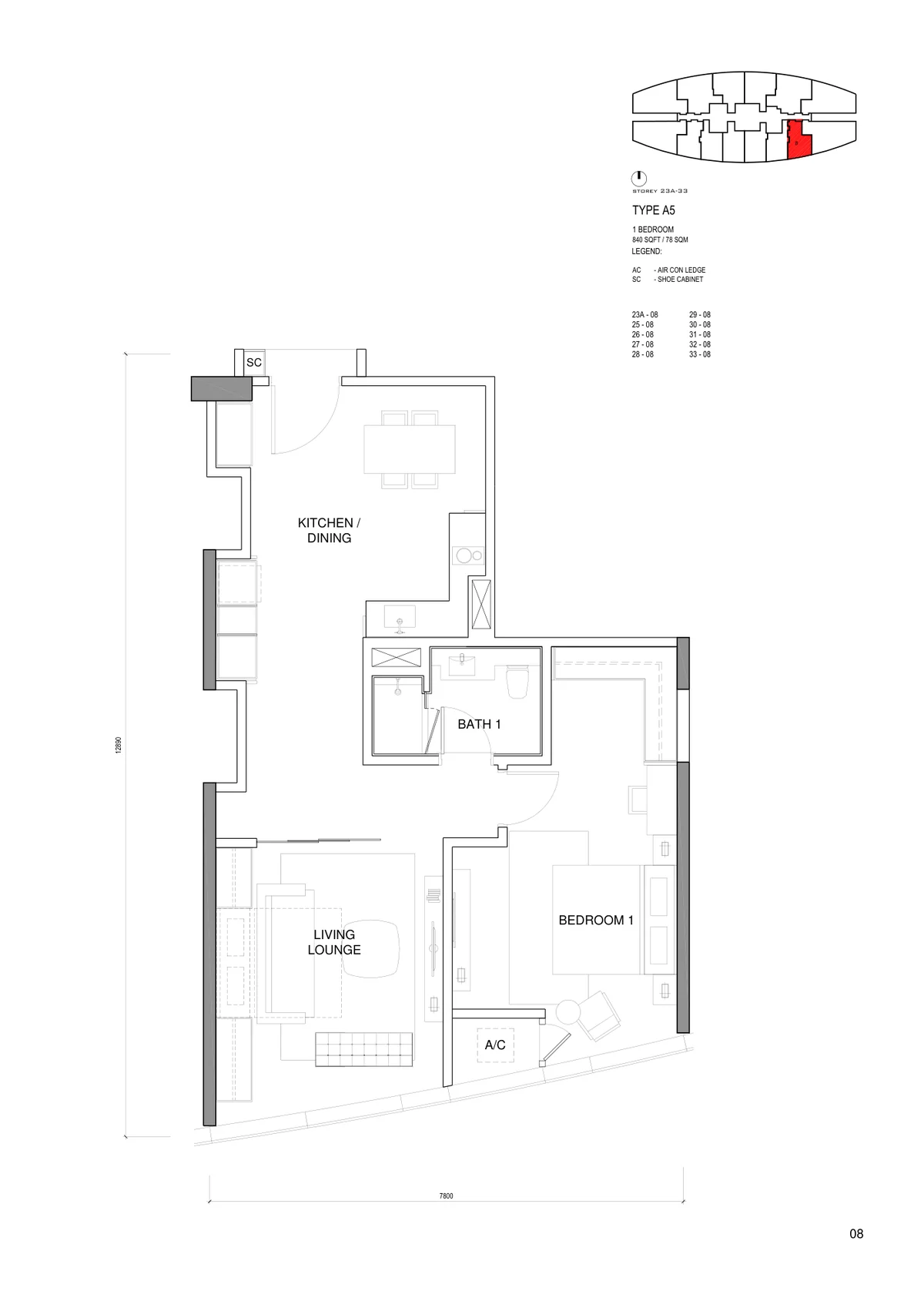 Type A5 — 840 sqft