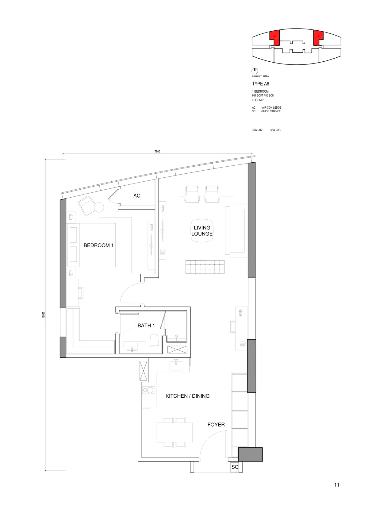 Type A6 — 861 sqft