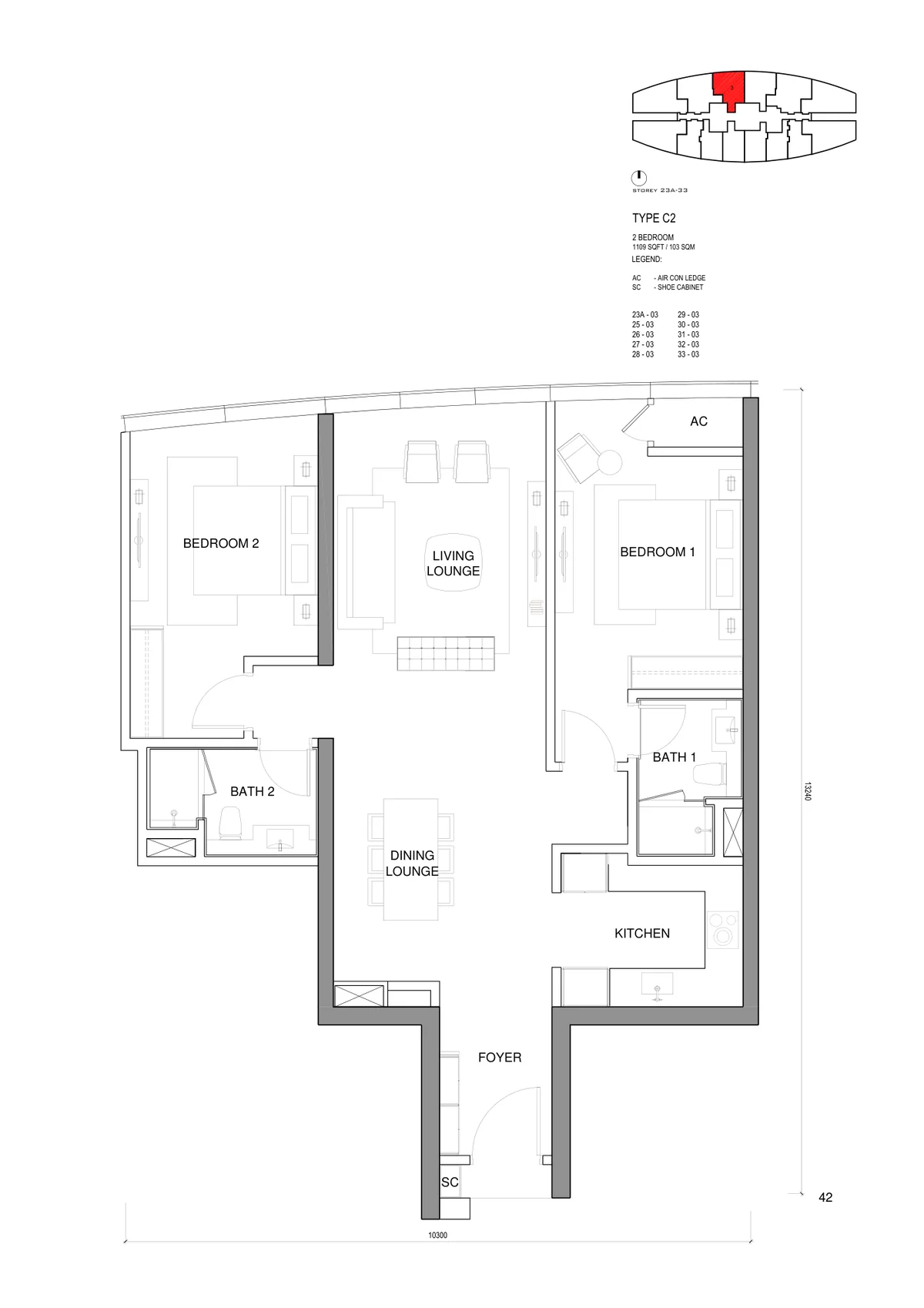 Type C2 — 1,109 sqft
