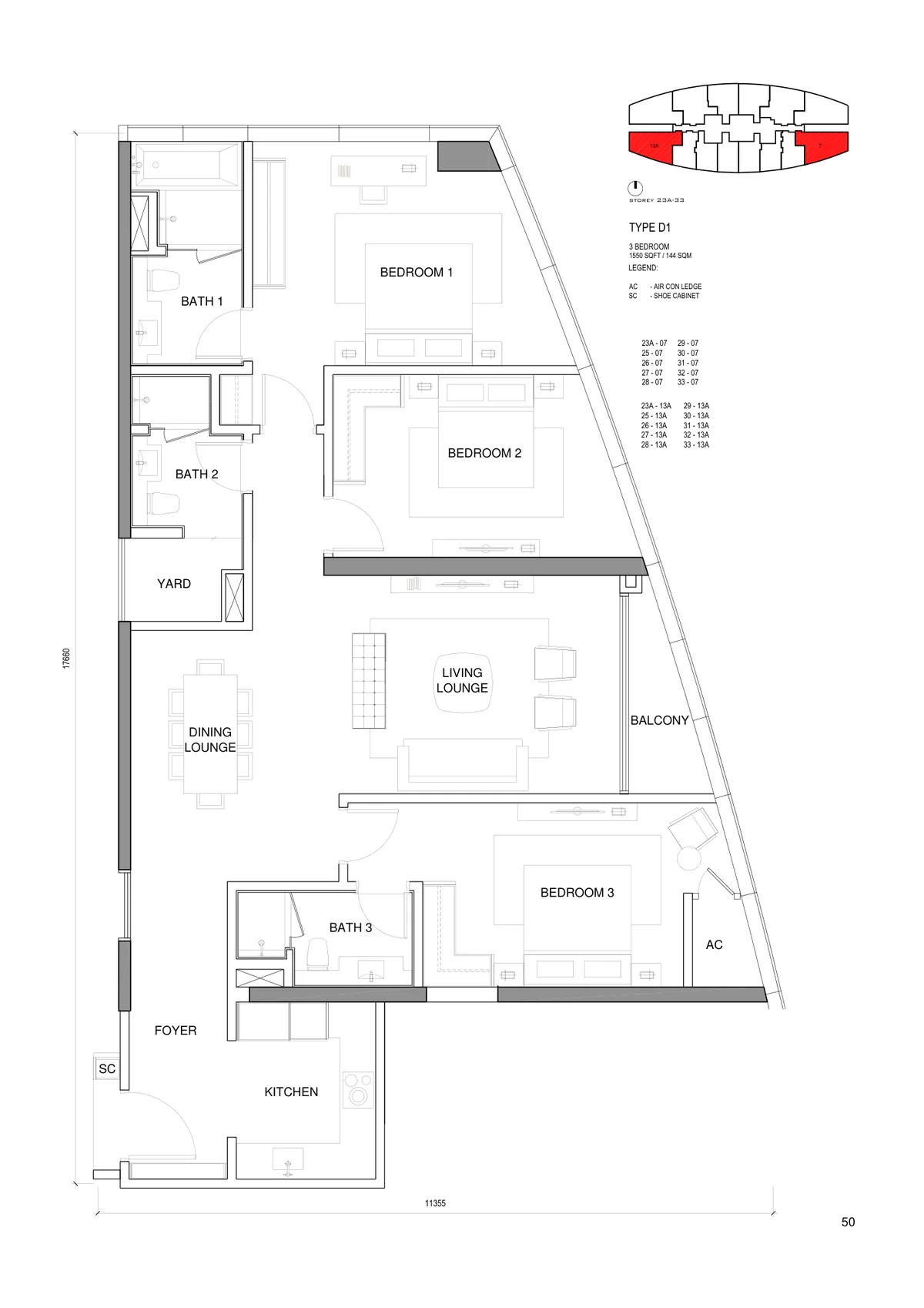 Type D1/D2 — 1,550 - 1,572 sqft