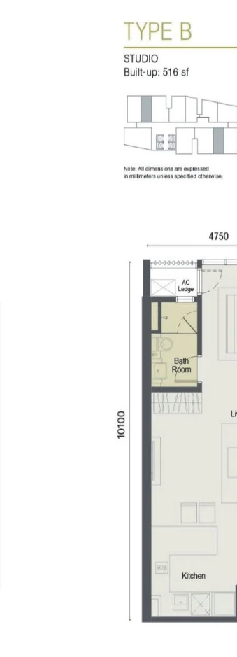Type B — 516 sqft