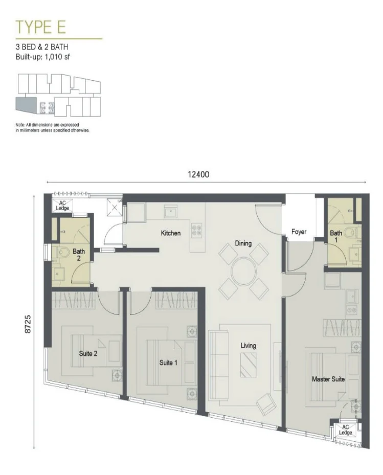 Type E — 1,010 sqft