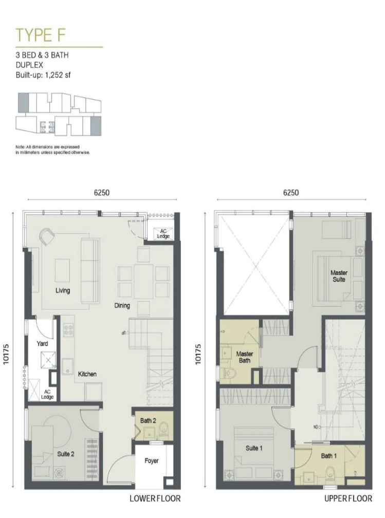 Type F — 1,252 sqft