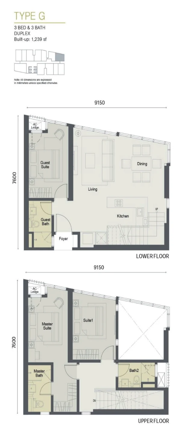 Type G — 1,239 sqft