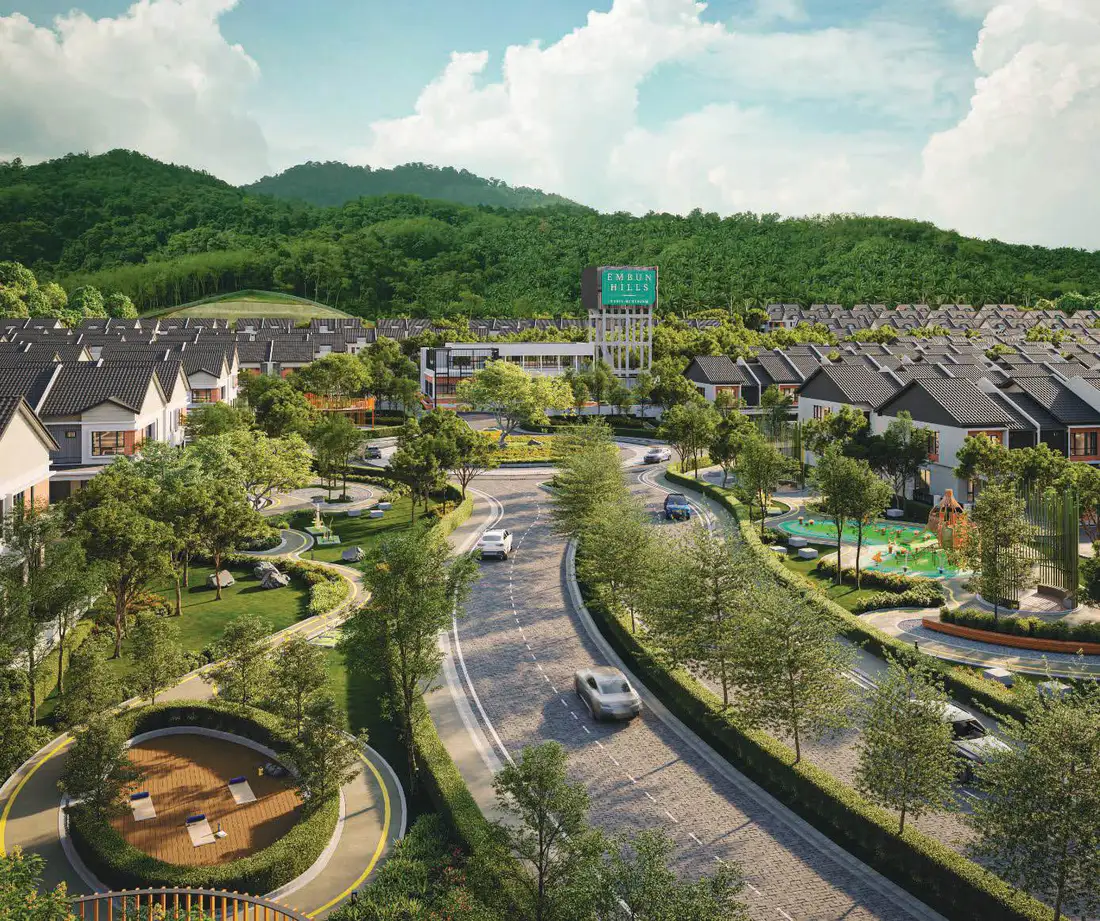 Embun Hills aerial view of the township landscape