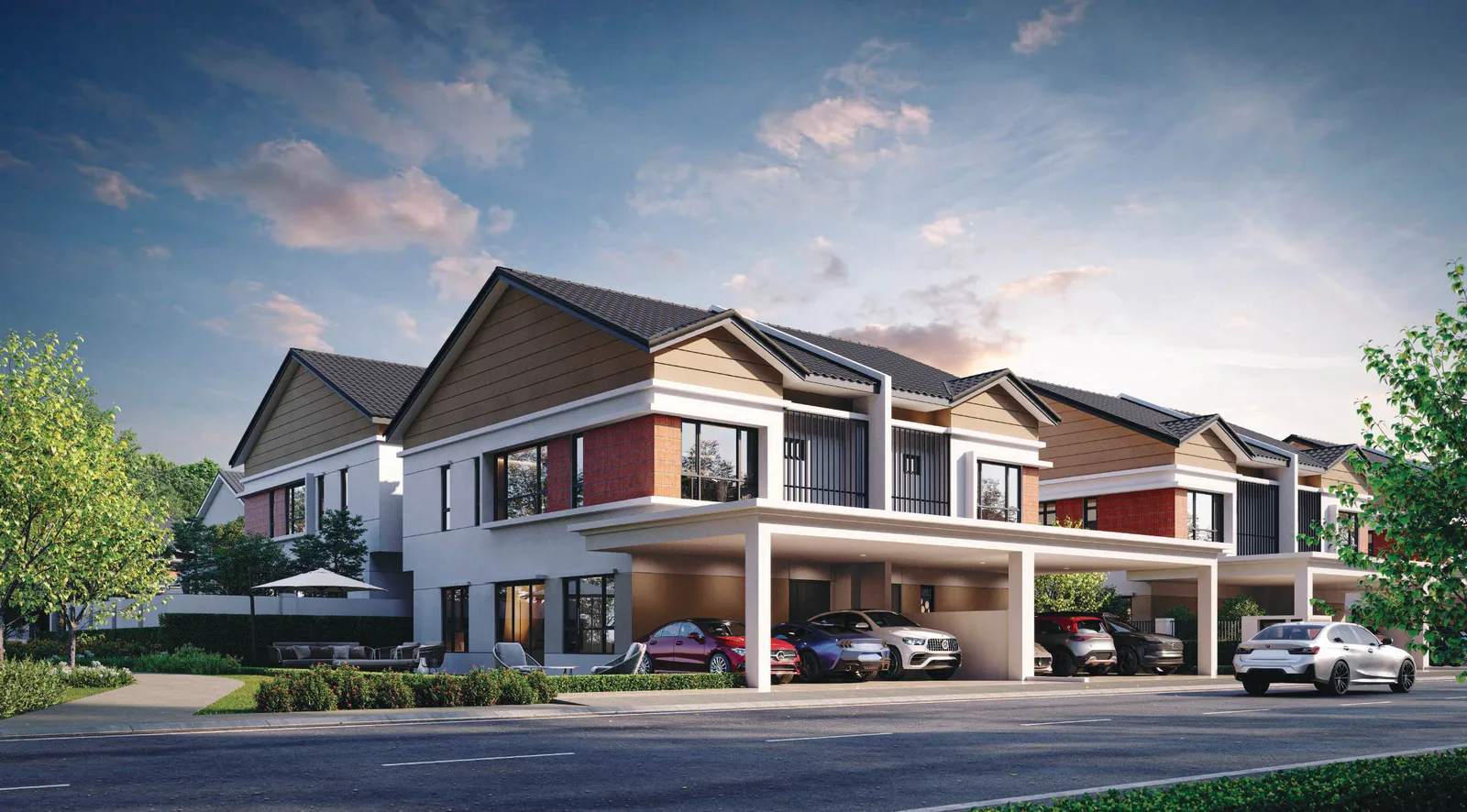 Embun Hills cluster semi-D streetscape
