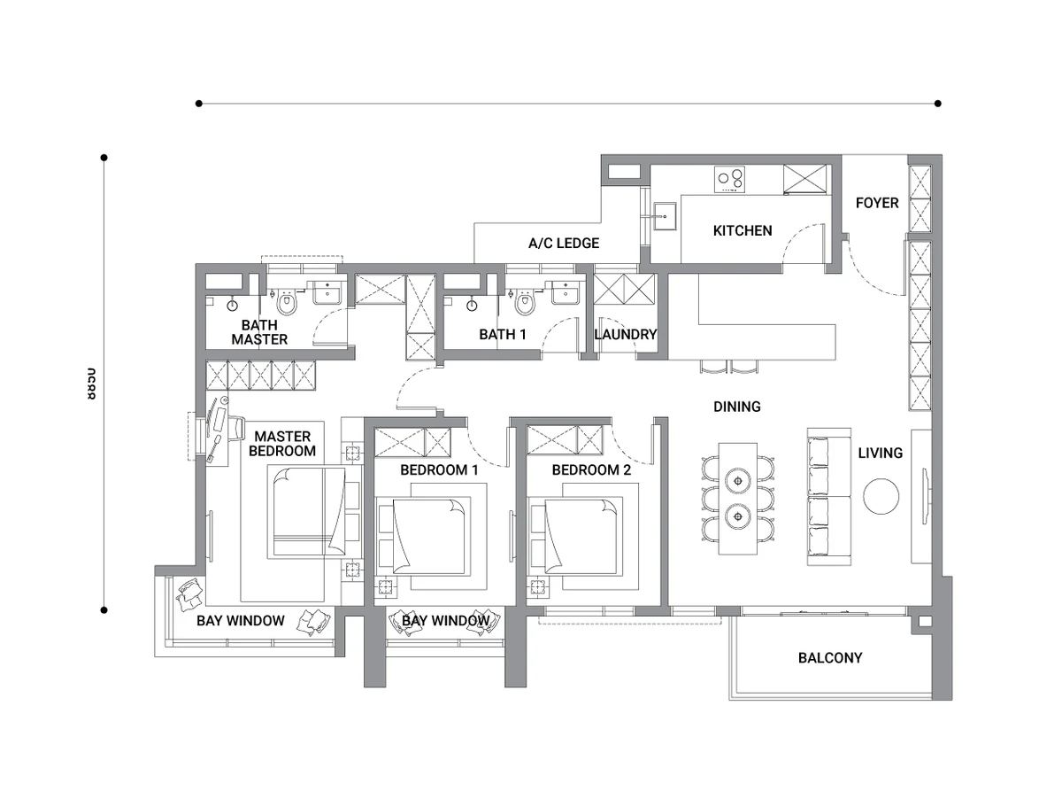 Type E — 1249 sqft
