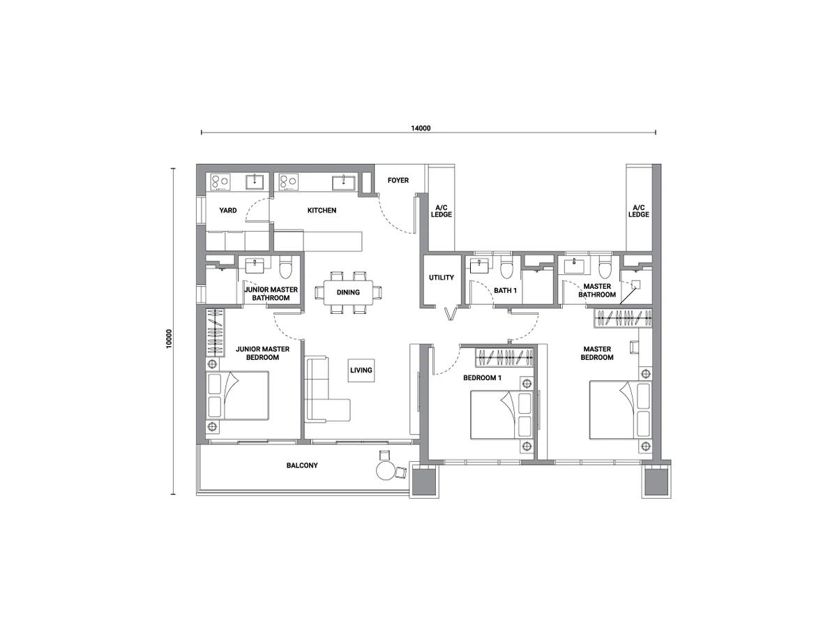 Type D1 — 1227 sqft