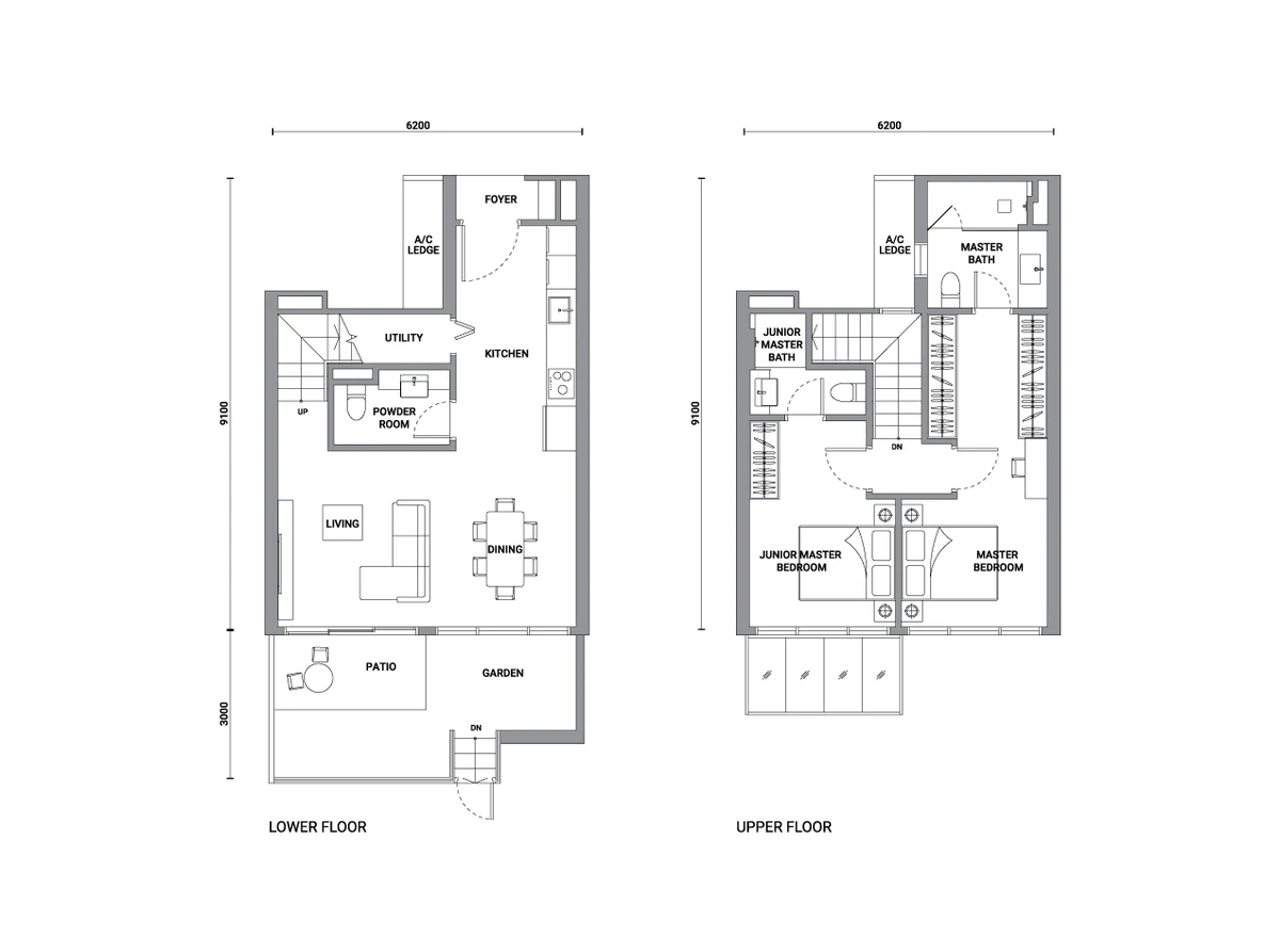 Type G1 (Garden) — 1001 sqft