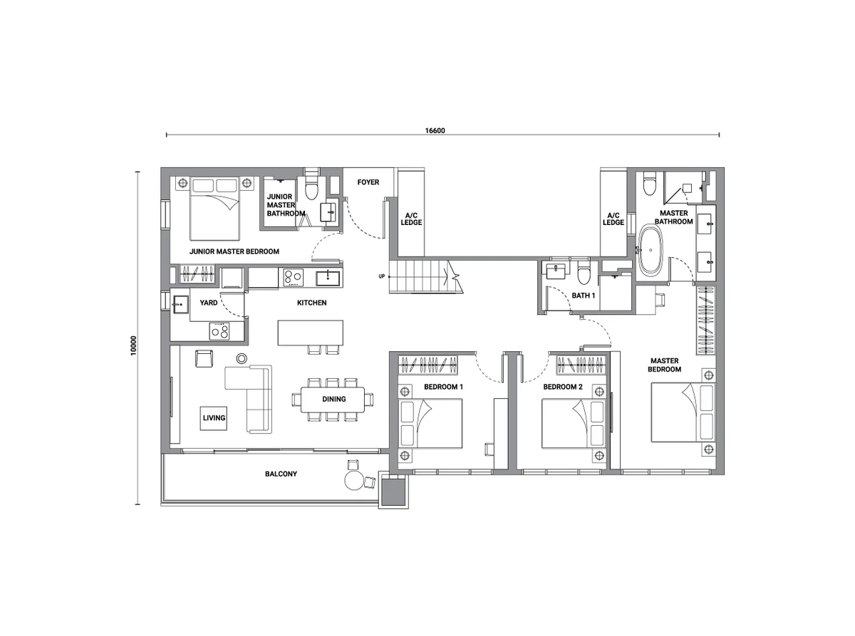 Type RG1 (Rooftop Garden Duplex) — 1862 sqft