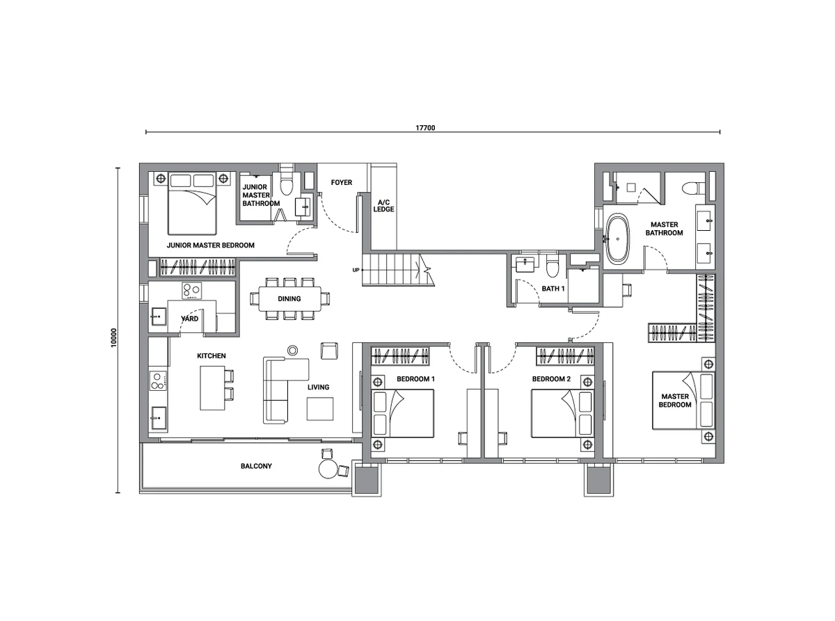 Type RG2 (Rooftop Garden Duplex) — 2034 sqft
