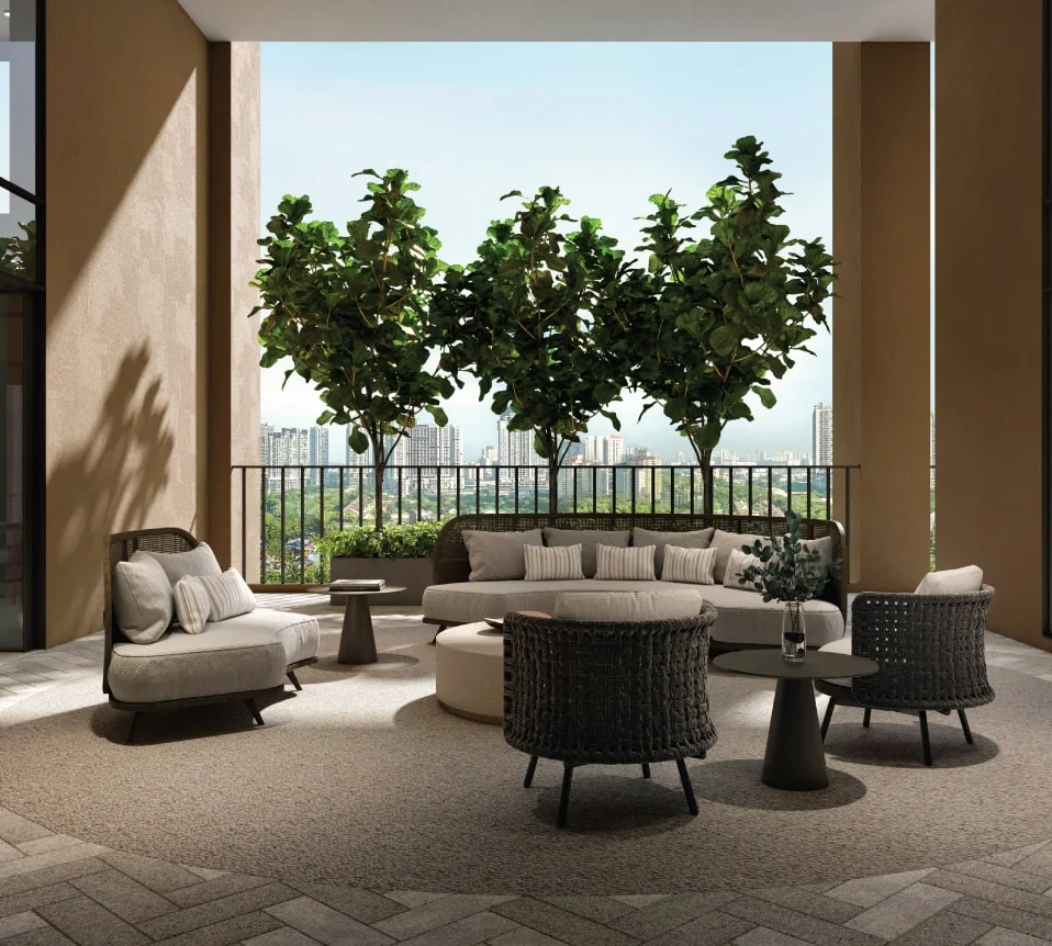 Enlace Suites terrace lounge artist impression