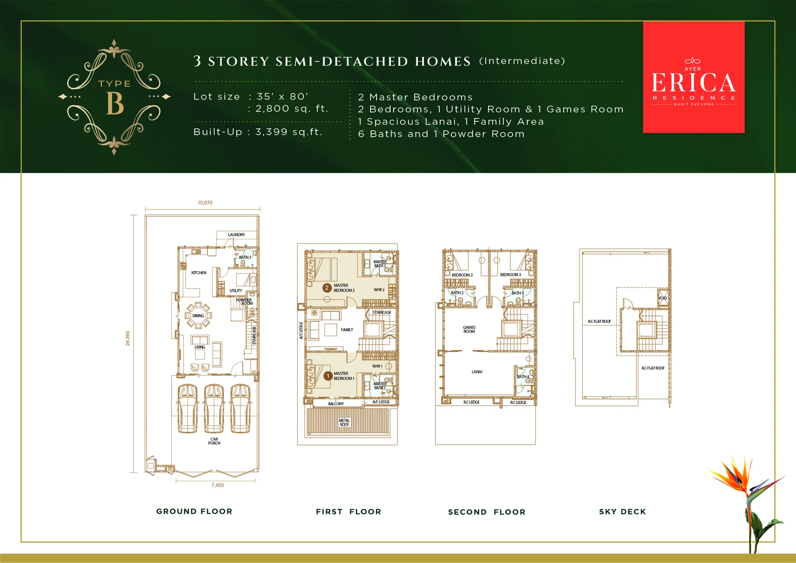 Type B — 3,399 sqft
