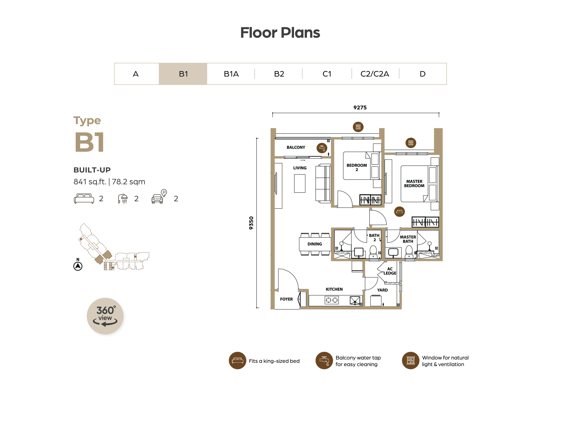 Type B1 — 841 sqft