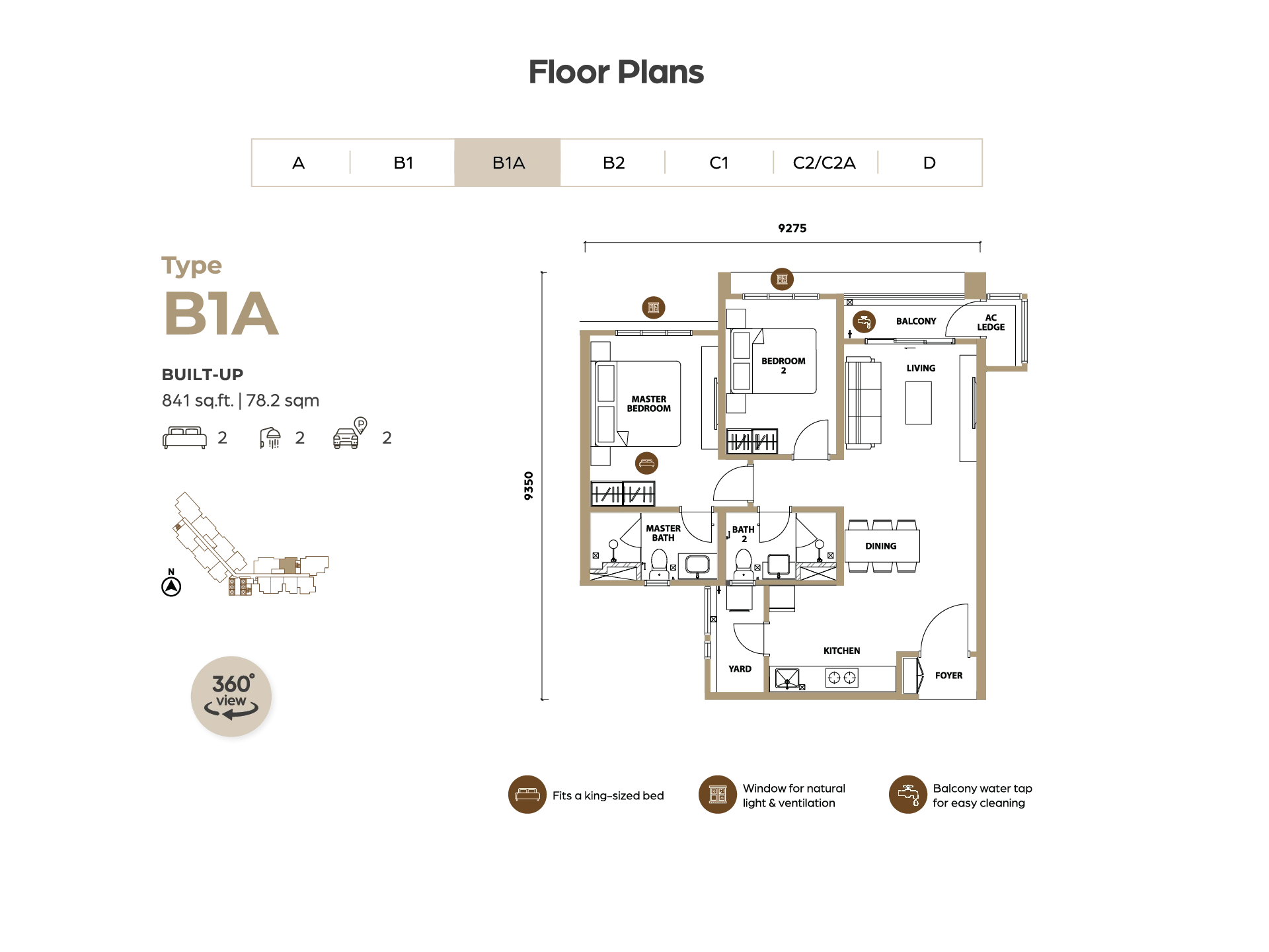 Type B1A — 841 sqft