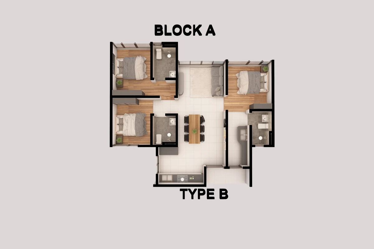 Type B — 904 sqft