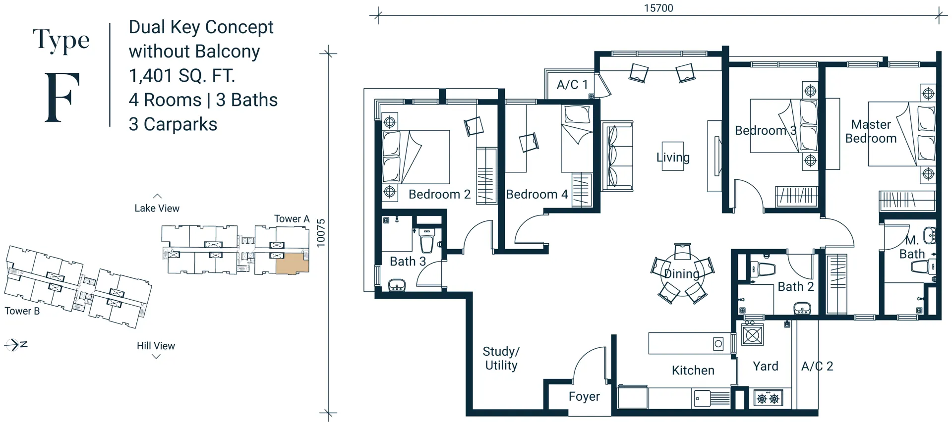 Type F — 1,401 sqft