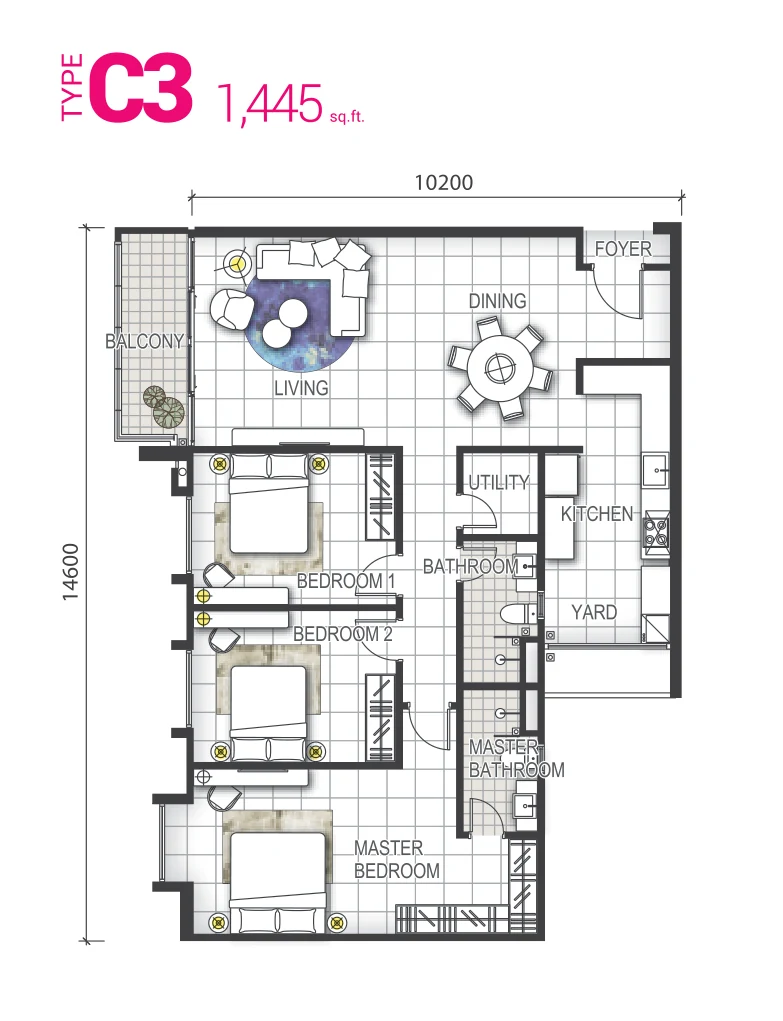 Type C3 — 1445 sqft